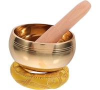 Handmade Tibetan Singing Bowl Meditation Set 8cm with Peach Wood Mallet & Felt Cushion for Yoga Relaxation Sound Therapy