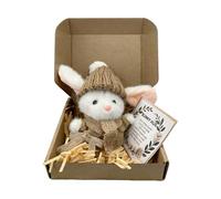 Handmade Tiny Bunny Hug Plush, Emotional Support Pocket Rabbit, Cute Easter Decor Stuffed Figurine in Gift Box with Positive Inspirational Card for Family Friends