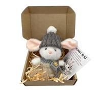 Handmade Tiny Bunny Hug Plush, Emotional Support Pocket Rabbit, Cute Easter Decor Stuffed Figurine in Gift Box with Positive Inspirational Card for Family Friends