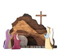 Handmade Tomb Easter Scene Wooden Decoration The Empty Tomb Easter Scene and Decor Decor for Home Table Christmas Decorations Glass (Coffee, One Size)