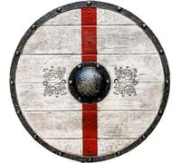 Handmade Tostig's 'The Noble Warrior' Viking Shield - Ideal for Reenactment SCA, LARP, Cosplay, Halloween, Home Decor, for Husband, Dad, or Boyfriend. White