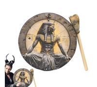 Handmade Totem Drum, Creative Handmade Frame Drum, Shamanic Drum, Shaman Drum - Fashionable 10 Inch Egyptian Pharaoh Moon Drum, Hand Drum with Drum Stick for Shamanic Music