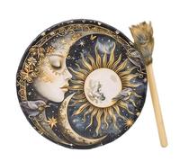 Handmade Totem Drum, Creative Handmade Frame Drum, Shamanic Drum, Shaman Drum - Fashionable 10 Inch Egyptian Pharaoh Moon Drum, Hand Drum with Drum Stick for Shamanic Music