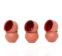 Handmade Traditional Kulhar Kulhad Chai Tea Coffee Mug Cup Cantaritos Set of 6 Glazed Earthenware Glossy Finish Clay Terracotta Artisanal Studio Pottery Mud Brown Food Safe Natural Rustic Eco-Friendly