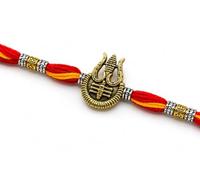 Handmade Traditional Rakhi with Sacred Red & Yellow Thread, Decorative Centerpiece and Premium Artisan Craftsmanship for Raksha Bandhan Festival, 6 inch, Cotton, no gemstone