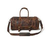 Handmade Travel Luggage Duffel Gym Bag Weekender Travel Overnight Carry-On Duffel Bag For Men, with Shoe Compartment, Buffalo Leather, Brown, 20 Inch, Minimalist