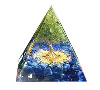 Handmade Tree of Life Orgonite Pyramid Positive Reiki Energy Generator Lapis Lazuli with Peridot Crystal Healing Orgone Wealth Lucky Meditation Tool