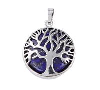 Handmade Tree of Life Pendant for Women Necklaces Natural Stone White Purple Crystal Pink Quartz Reiki Charm Jewelry-Lapis Lazuli