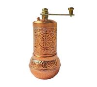 Handmade Turkish Brass Pepper Salt Spice Grinder Mill Set - ISO 9001 Certified - 4'' Shiny Copper
