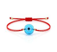 Handmade Turkish Evil Eye Bracelet - Genuine 15mm Glass Nazar Bead Red String Protection Bracelet, Adjustable Lucky Amulet Spiritual Jewelry for Women Men Gift, One Size, Glass, no gemstone