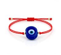 Handmade Turkish Evil Eye Bracelet - Genuine 15mm Glass Nazar Bead Red String Protection Bracelet, Adjustable Lucky Amulet Spiritual Jewelry for Women Men Gift, One Size, Glass, no gemstone