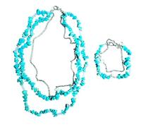 Handmade Turquoise Howlite Gemstone Necklace & Bracelet Set High-Quality - Bohemian Healing Crystal Jewellery for Chakra Balancing, Adjustable Unisex Accessory - Excellent for Her