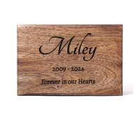 Handmade Urn for Ashes Pets Cat Dog, Wooden Burial Box, Beautifully Designed Tribute Casket for Animals & Human Adult Male Female - 8x6x3.5 (100 lbs or 45 Kg), Paw Keepsake