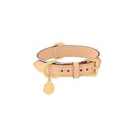 Handmade Vegan Soft Leather Round Padded Collar with Adjustable Buckle for Extra Small, Small, Medium and Large Dogs - Beige, Extra Small