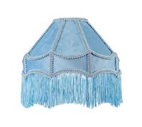 Handmade Victorian Empire Pendant Lamp Shade in Sky Blue Velvet with Embroidered Trims and Tassels | 30cm x 19cm | for Pendant Floor or Table Lamp by Happy Homewares