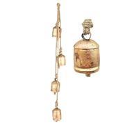 Handmade Vintage Christmas Bells Door Chime - Rustic Cowbell Wind Chimes, Gold Wall Hanging Home Décor Accent, Witchy Primitive Antique Ornament Gift, Shabby Chic Rustic Decoration 36"