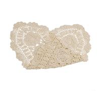 Handmade Vintage Crochet Cotton Lace Table Oval 30x80cm Floral Decorative Table for Dining Table Home Cafe Restaurant Hotel(Beige)