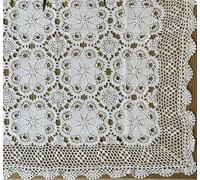 Handmade Vintage Crochet Tablecloth & Coasters Set Elegant Cotton Lace Table Cover Shabby Chic Home Decor 80x100cm Perfect for Dining & Events