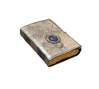 Handmade Vintage Leather Journal with Double Dragon Embossing & Lapis Lazuli - Blank Spell Book of Shadows, Junk Journal, Leather Sketchbook & Antique Notebook - Great Gift for Men & Women