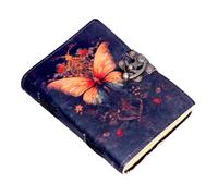 handmade vintage style leather bound journal notebook for men and women with 200 pages of size 5x7 inches multicolored