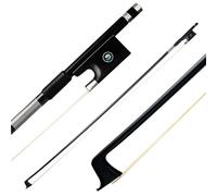 Handmade Violin Bows Black Carbon Fiber Violin Bow Ebony Rest Nickel Silver White Horsehair(1-8 Size)