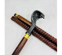 Handmade Walking Cane Antique Brass Handle Walking Stick 3-Folding Design, 36 Inch Size, and Comfort Walking Cane (Snake Head handle walking stick)