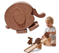 Handmade Walking Wooden Animals, Gravity Powered Mechanical Ramp Walker Toys, Rabbit Elephant Turtle Balance Sculpture, Wooden Animals Figures Desk Ornament Decor Educational Gifts (elephant)