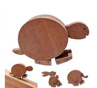 Handmade Walking Wooden Animals Mechanical Balance Sculpture, Gravity Powered Walkable Rabbit Figure Art Desk Ornament, Handcrafted Natural Wood Walker Toy for Office Decor (turtle)