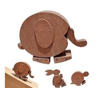 Handmade Walking Wooden Animals Mechanical Balance Sculpture, Gravity Powered Walkable Rabbit Figure Art Desk Ornament, Handcrafted Natural Wood Walker Toy for Office Decor (elephant)