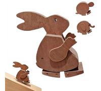 Handmade Walking Wooden Animals Mechanical Balance Sculpture, Gravity Powered Walkable Rabbit Figure Art Desk Ornament, Handcrafted Natural Wood Walker Toy for Office Decor (rabbit)