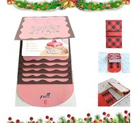 Handmade Waterfall ChristmasGift Card Booklet, 2025 New Merry Christmas Card Booklet, Pull-out Design Merry Christmas, Gift Cards Book, DIY Message Gift CardBooklet for Party Kids Mom Dad (Pink)