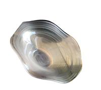 Handmade Wave Glass Serving Platter Contemporary Appetizer Plate Fruit Cheese Display & Home Entertainment Easy Cleaning Glass Party Tray