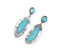 Handmade Western Turquoise earrings Dangle Wild Free Spirit Exquisite Vintage Design Boho earrings Birthday gift for women, M, Metal, No Gemstone