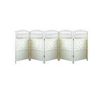 Handmade White 5-Panel Folding Room Divider - Rattan Office ion Light-Blocking & Breathable Perfect for Kindergarten & Use (80x40cm)