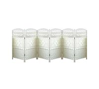 Handmade White 6-Panel Rattan Room Divider - Light-Blocking & Breathable Office ion for Kindergarten & Use - 80x40cm Space Separator