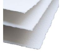 Handmade White Deckle Edge Blank Paper - 5x7 Inch Package of 50 - Mixed Media Loose Leaf Paper for Postcards, Invitations, Crafts and Announcements - Thick 150 GSM