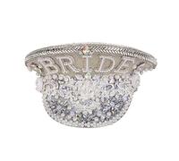 Handmade White Embroidered Lace Bride Hat Bridal Cap Sequin Captain Hat For Hen Do Party (Color : White, Size : With Veil)