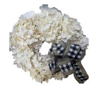 Handmade White Hydrangea Wreath with Burlap Bow, 40cm
