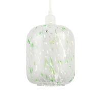 Handmade White Mottled Art Glass Pendant Lamp Shade with Green Fleck Decor | Ideal for Kitchens Dining Areas Hallways and Bedrooms by Happy Homewares