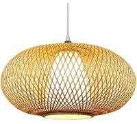 Handmade Wicker an Pendant Light, Bamboo Chaner with Woven Lampshade, E26/E27 Hanging Light, Country Style Ceiling Lighting Fixture for Kitchen Island, Dining Room