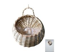 Handmade Wicker Flower Basket - Natural Straw Weave Vase, Hanging Plant Container, Doorway Hanger | 3 Ft Indoor Outdoor Yard Courtyard Farmhouse Decoration Boho Floral Storage Display Pocket