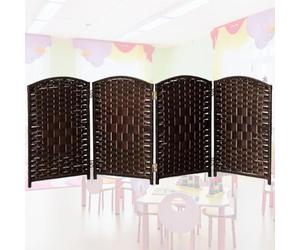 Handmade Wicker Room Divider, 6-Piece Blackout Partition Screens for Living Room, Office & Balcony - Stylish Short Panel, 40x100CM, Versatile Privacy Solution
