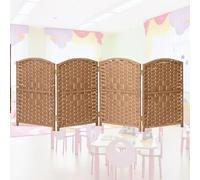 Handmade Wicker Room Divider, Blackout Partition Screens for Living Room & Office, Short Panel 40x120CM, 5-Piece Set, Stylish Privacy Solution for Bedroom & Balcony