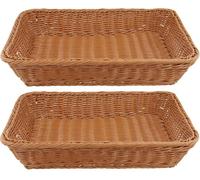 Handmade Wicker Storage Baskets 2Pack Rattan Bread Fruit Serving Baskets, Woven Vegetable Storage Organizer for Kitchen, Shelves, Table, Supermarkets, Wardrobe