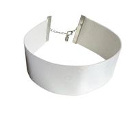 Handmade Wide Metallic Choker Necklace for Women Faux Leather Band with Adjustable Clasp | Silver | Festival, Rave, Goth & Y2K Jewelry | 12" 1.5"