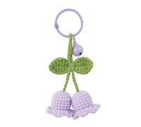 Handmade Wind Chime Orchid Crochet Keychain - Cute Floral Bag Charm for Women, Purse & Wallet Decor Gift (Purple Lily)