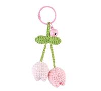 Handmade Wind Chime Orchid Crochet Keychain - Cute Floral Bag Charm for Women, Purse & Wallet Decor Gift (Pink Tulip)