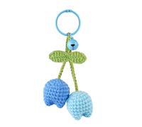 Handmade Wind Chime Orchid Crochet Keychain - Cute Floral Bag Charm for Women, Purse & Wallet Decor Gift (Blue Tulip)