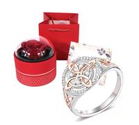 Handmade Witch’s Return-Knot Protection Ring, Bicolor Witches Knot Ring with Cubic Zirconia, Nestled in a Rose Gift Box. An Exquisite Valentine’s Day Present (B Set,11)