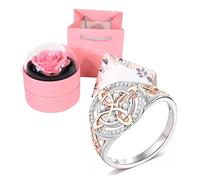 Handmade Witch’s Return-Knot Protection Ring, Bicolor Witches Knot Ring with Cubic Zirconia, Nestled in a Rose Gift Box. An Exquisite Valentine’s Day Present (A Set,7)